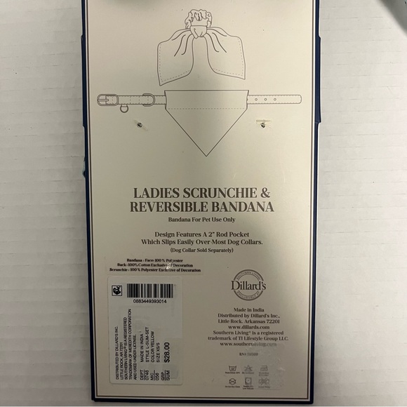 Southern Living Scrunchie & Pet Reversible Bandana Matching Set Sz XS/S NWT - Picture 7 of 10